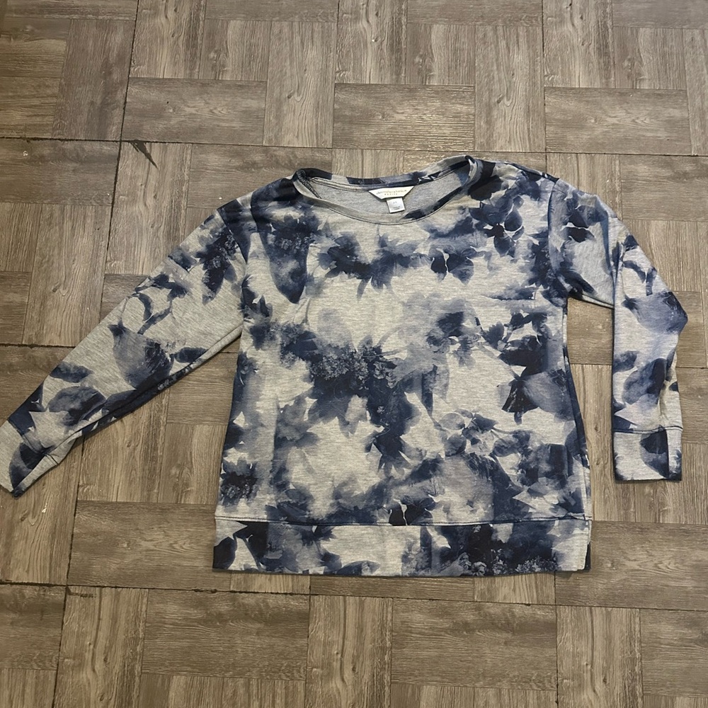 Christopher & Banks Navy Tie-Dye Top